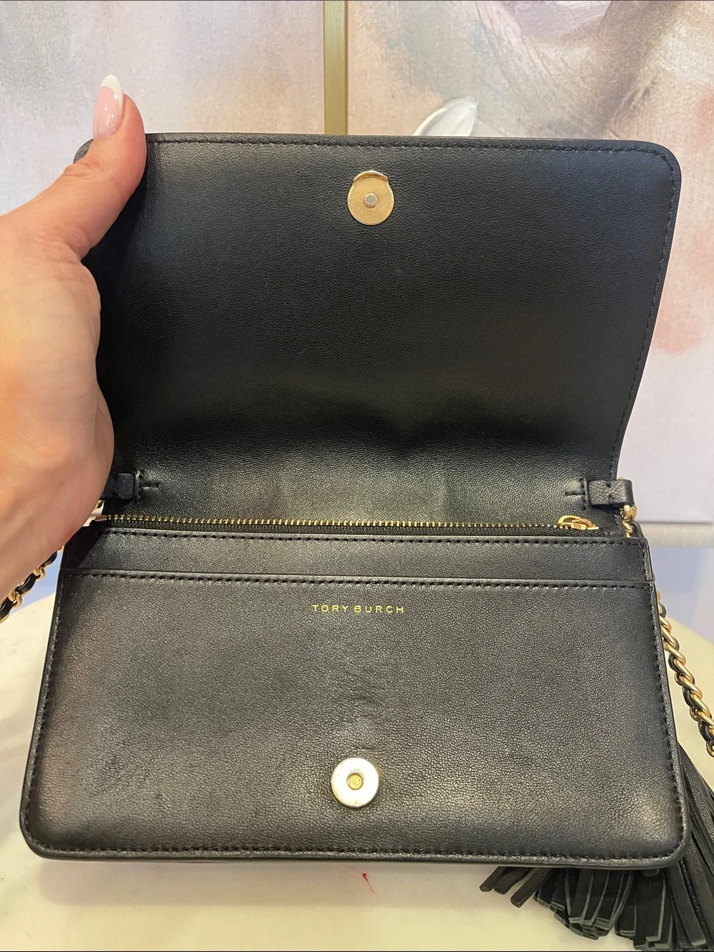 Tory Burch Fleming Soft Wallet Crossbody Bag in Black